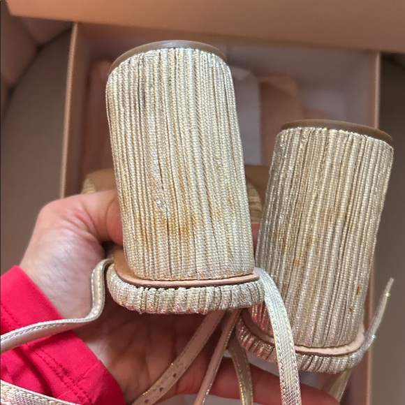 Loeffler Randall Camellia Platinum Pleated Heels - Picture 6 of 7